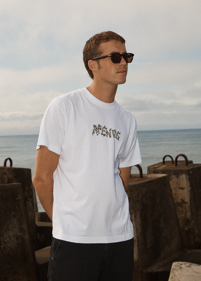 AFENDS Mens Daisy Chain - Boxy Tee - White