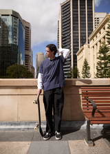 AFENDS Mens Foundation - Boxy Tee - Washed Deep Sea - Afends mens foundation   boxy tee   washed deep sea