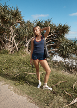 AFENDS Womens Basis - Rib Halter - Navy / Tomato - Afends womens basis   rib halter   navy / tomato