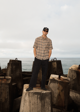 AFENDS Mens Check Out - Seersucker Short Sleeve Shirt - Moonbeam Check - Afends mens check out   seersucker short sleeve shirt   moonbeam check 