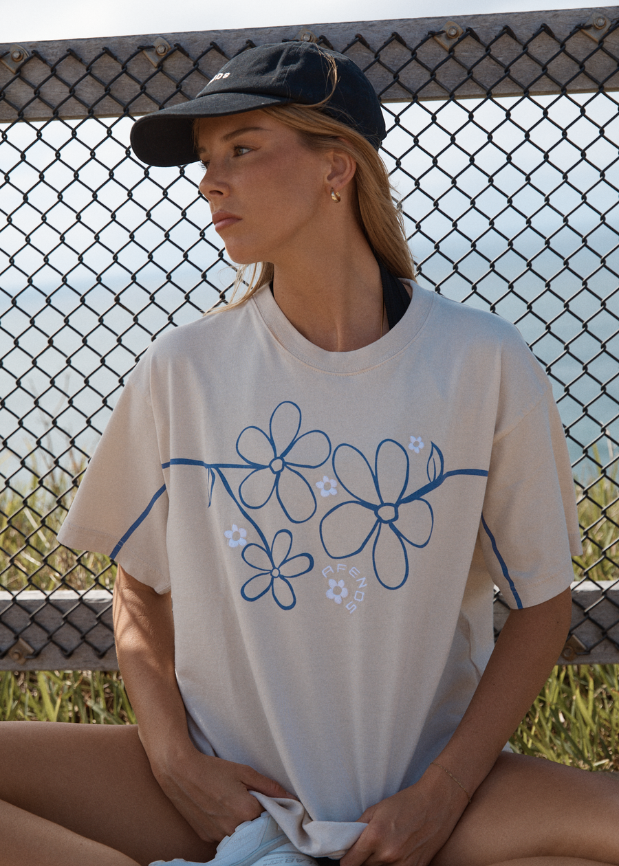 AFENDS Womens Tranquil - Oversized Tee - Moonbeam