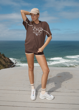 AFENDS Womens Tranquil - Oversized Tee - Coffee - Afends womens tranquil   oversized tee   coffee