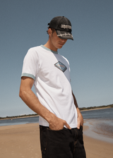 AFENDS Mens Tractorbeam - Ringer Tee - White - Afends mens tractorbeam   ringer tee   white