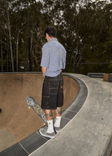 AFENDS Mens Scorched Harper - Denim Baggy Workwear Short 22