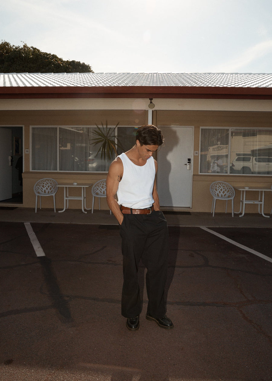 AFENDS Mens Paramount - Rib Singlet - White