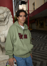 AFENDS Mens Sun Bite - Zip Hood - Oil Green - Afends mens sun bite   zip hood   oil green