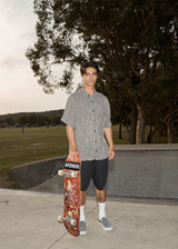 AFENDS Mens Asta - Seersucker Regular Shirt - Steel Check - Afends mens asta   seersucker regular shirt   steel check