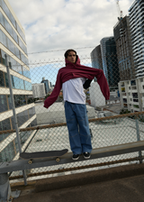 AFENDS Mens Genesis - Boxy Hoodie - Washed Burgundy - Afends mens genesis   boxy hoodie   washed burgundy