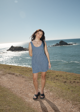 AFENDS Womens Shipwreck Jesse - Seersucker Mini Dress - Marlin - Afends womens shipwreck jesse   seersucker mini dress   marlin