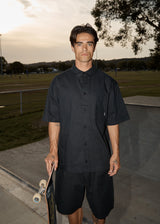 AFENDS Mens Everyday - Short Sleeve Shirt - Black - Afends mens everyday   short sleeve shirt   black