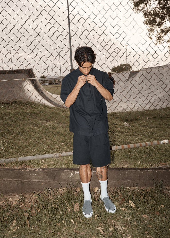 AFENDS Mens Everyday - Short Sleeve Shirt - Black