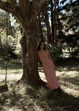 AFENDS Womens Position - Seersucker Maxi Dress - Red Check - Afends womens position   seersucker maxi dress   red check