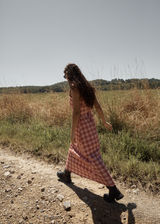 AFENDS Womens Position - Seersucker Maxi Dress - Red Check - Afends womens position   seersucker maxi dress   red check