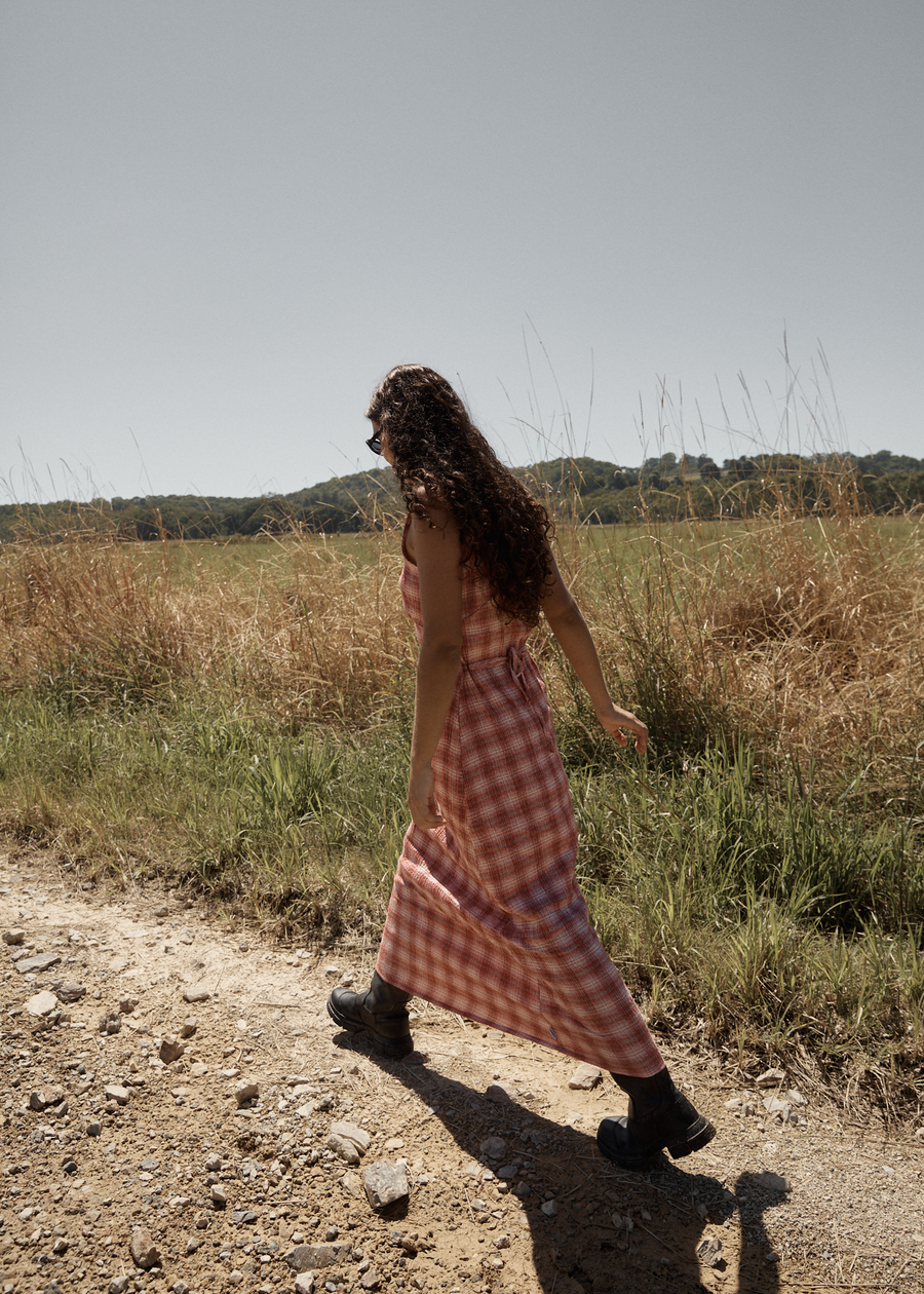 AFENDS Womens Position - Seersucker Maxi Dress - Red Check