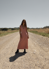 AFENDS Womens Position - Seersucker Maxi Dress - Red Check - Afends womens position   seersucker maxi dress   red check