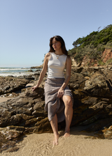 AFENDS Womens Base - Seersucker Maxi Skirt - Coffee Check - Afends womens base   seersucker maxi skirt   coffee check