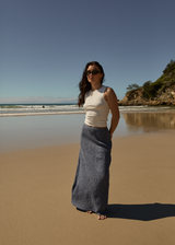AFENDS Womens Shipwreck - Seersucker Maxi Skirt - Marlin - Afends womens shipwreck   seersucker maxi skirt   marlin