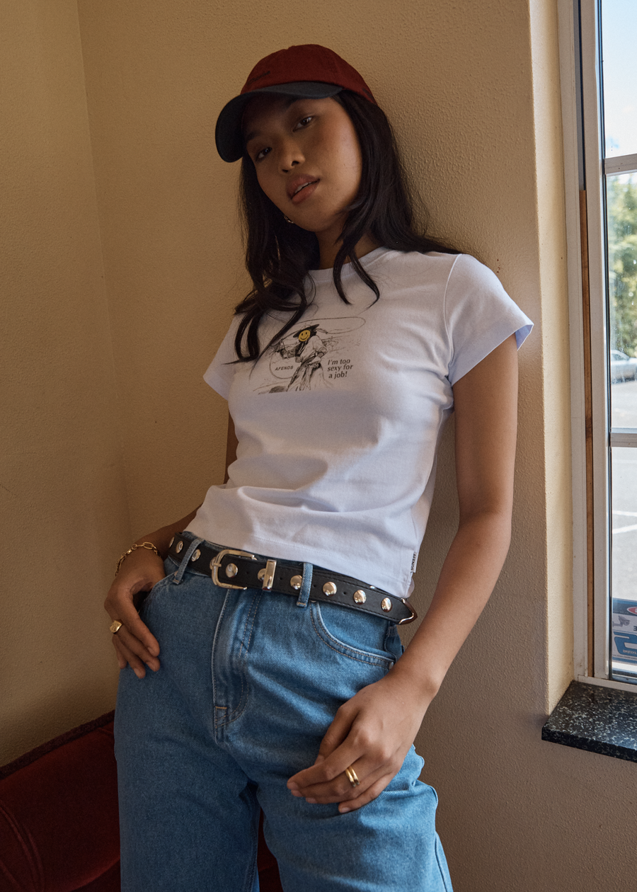 AFENDS Womens Day Job - Baby Tee - White