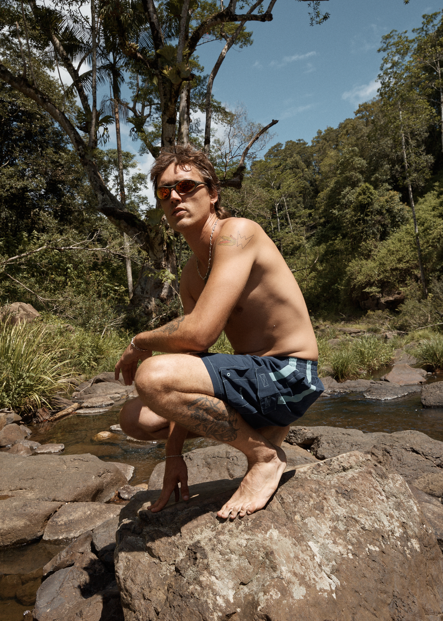 AFENDS Mens House Related - Cargo Swim Short 20" - Deep Sea