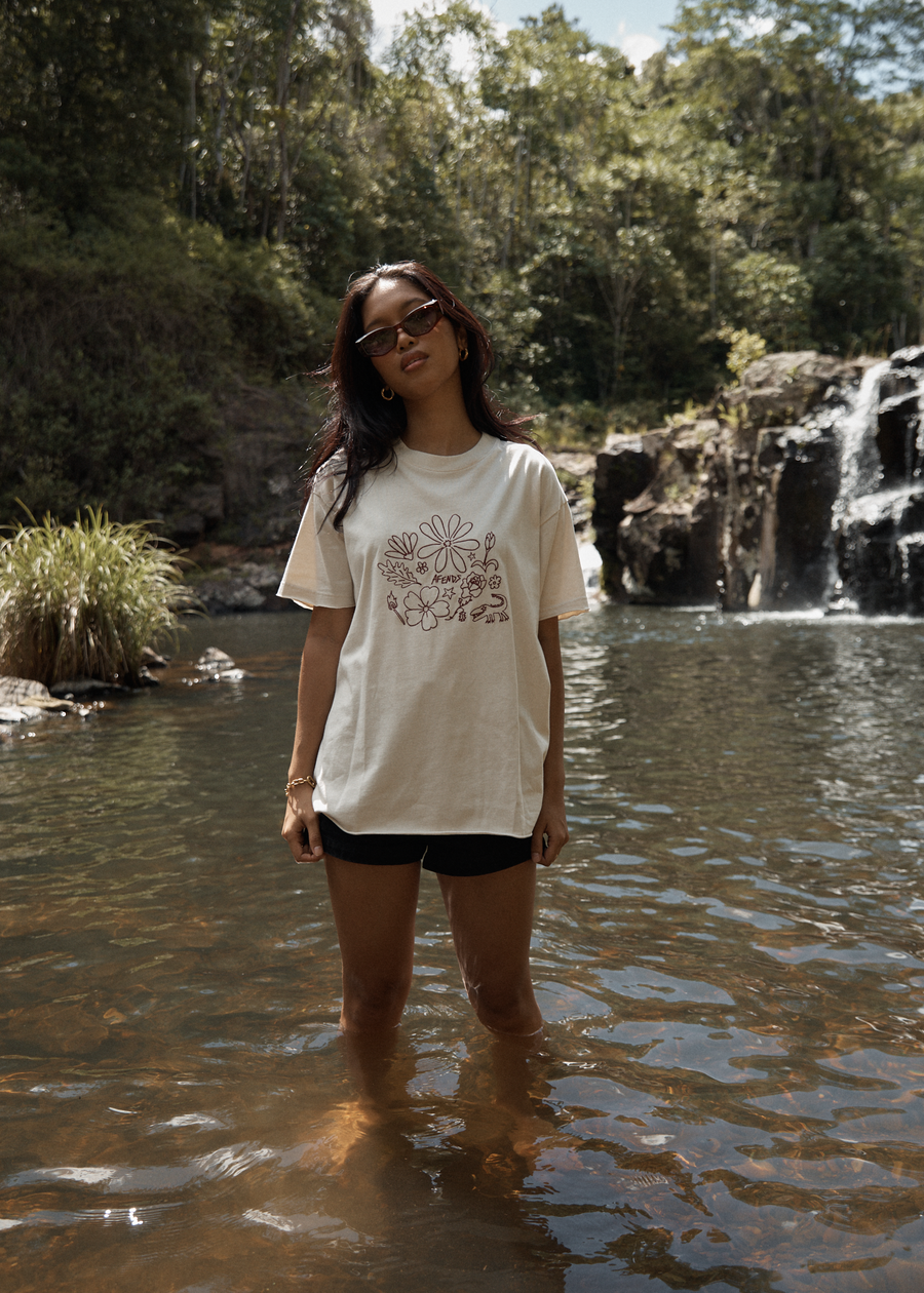 AFENDS Womens Shapes - Oversized Tee - Moonbeam