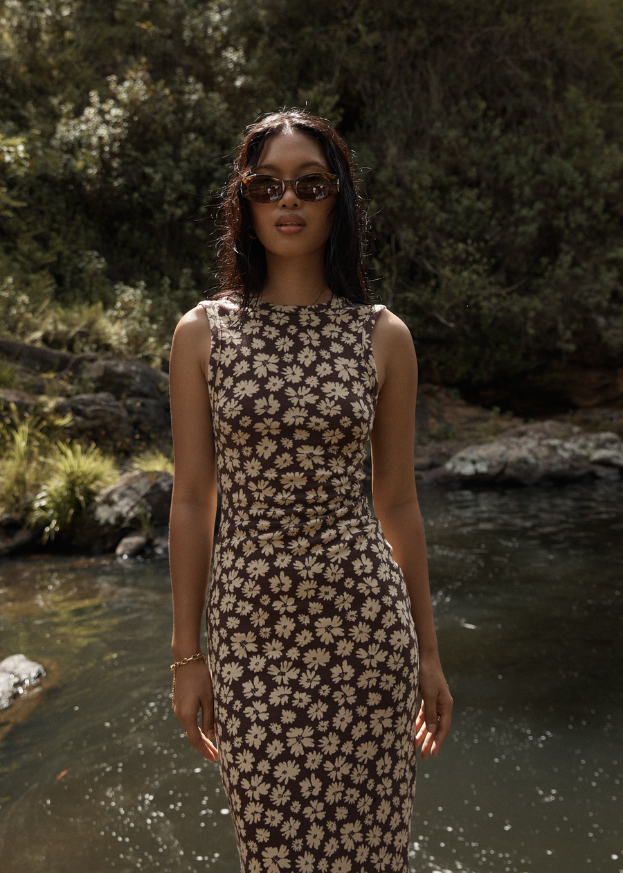 AFENDS Womens Astoria - Maxi Dress - Coffee