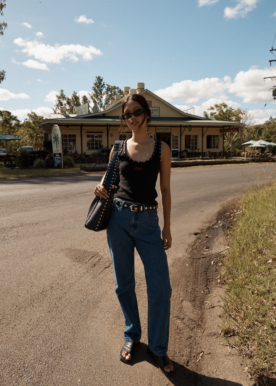 AFENDS Womens Hardware - Rib Singlet - Black