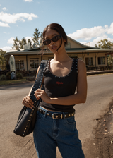 AFENDS Womens Hardware -   Rib Singlet - Black - Afends womens hardware   rib singlet   black