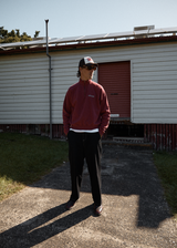 AFENDS Mens Quartz Zip - Raglan Quarter Zip Crew - Washed Burgundy - Afends mens quartz zip   raglan quarter zip crew   washed burgundy