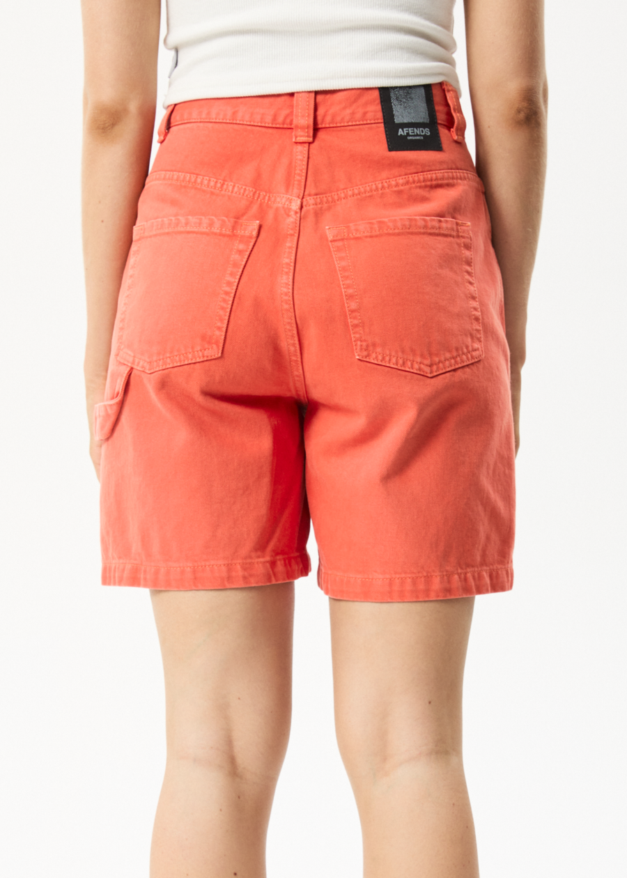 AFENDS Womens Emilie - Denim Workwear Short - Faded Orange