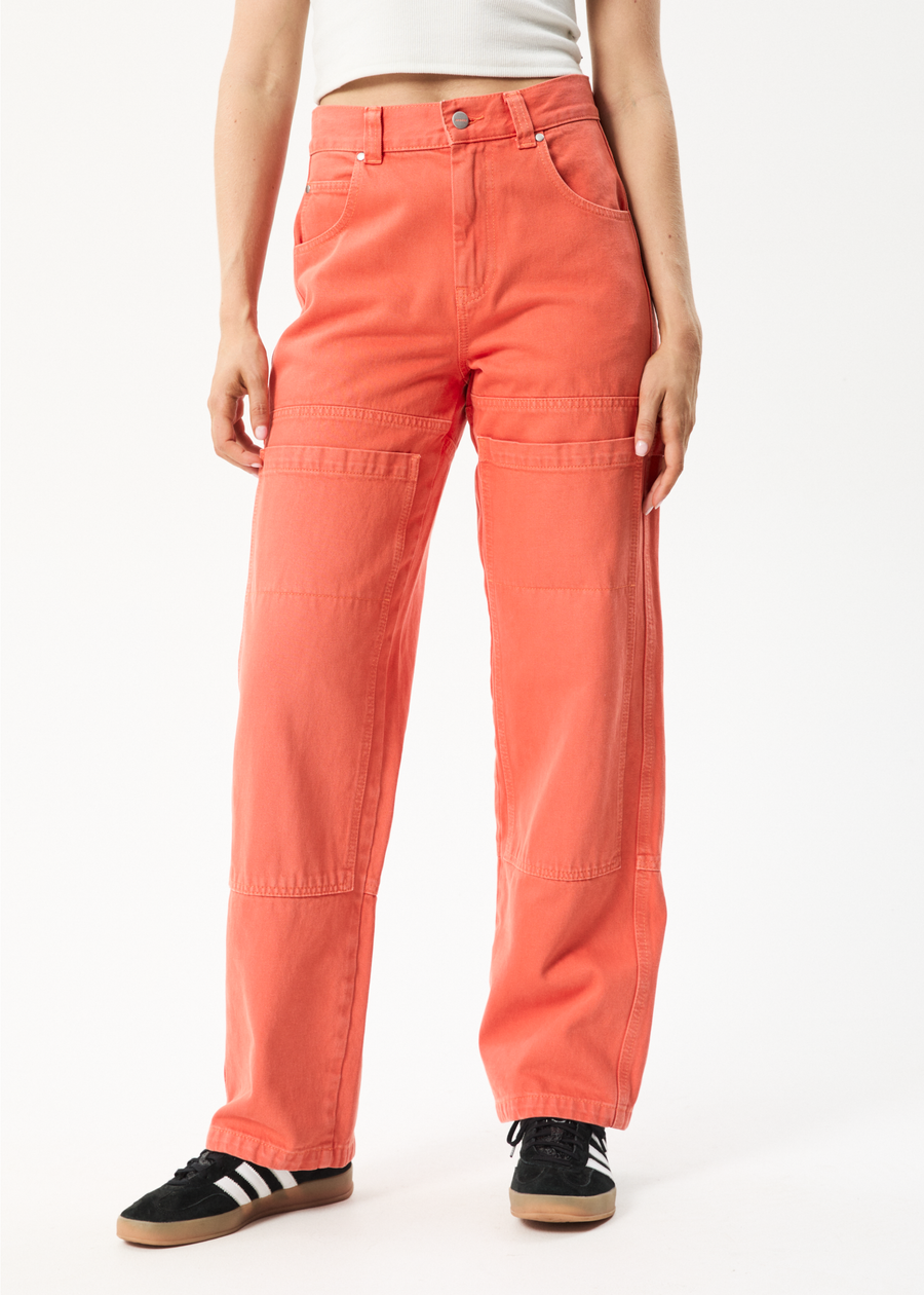 AFENDS Womens Moss - Denim Workwear Jean - Faded Orange