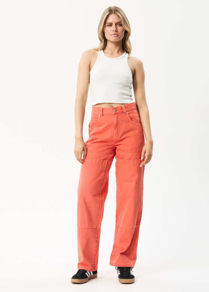 AFENDS Womens Moss - Denim Workwear Jean - Faded Orange
