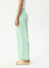 AFENDS Womens Swan Sienna - Wide Leg Pant - Lime Green - Afends womens swan sienna   wide leg pant   lime green