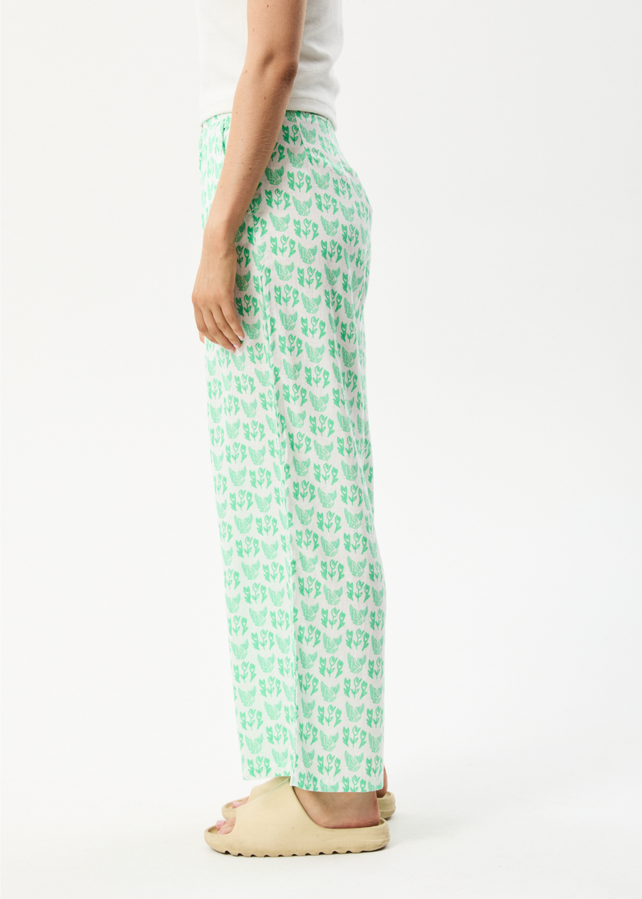 AFENDS Womens Swan Sienna - Wide Leg Pant - Lime Green