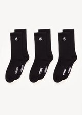 AFENDS Mens Flame - Socks Three Pack - Black - Afends mens flame   socks three pack   black 