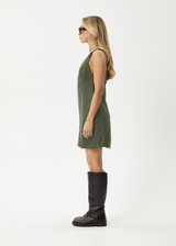 AFENDS Womens Grace - Cupro Mini Dress - Deep Green - Afends womens grace   cupro mini dress   deep green 