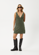 AFENDS Womens Grace - Cupro Mini Dress - Deep Green - Afends womens grace   cupro mini dress   deep green 