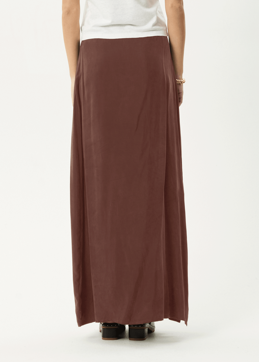AFENDS Womens Grace - Cupro Maxi Skirt - Hazelnut