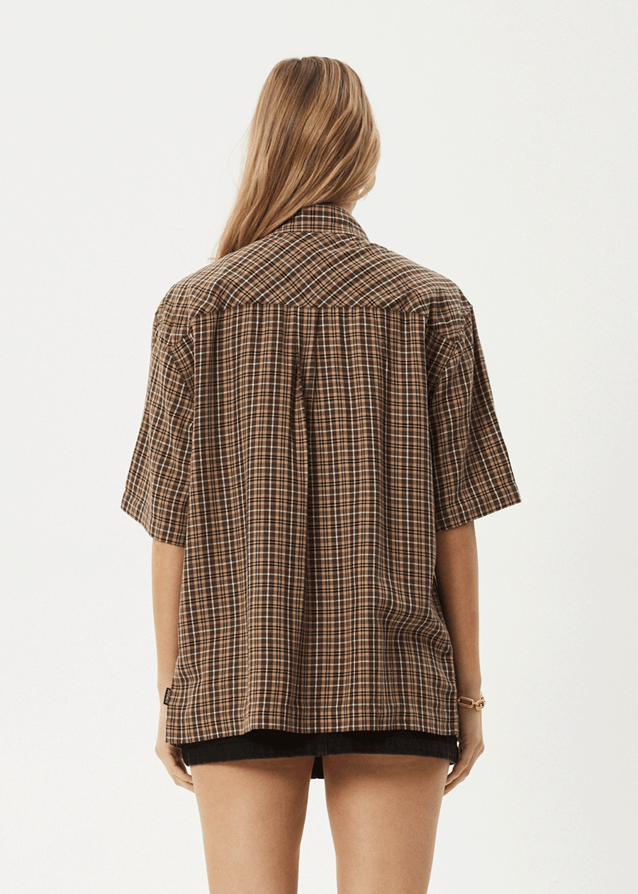 AFENDS Mens Hometown - Short Sleeve Shirt - Coffee