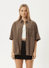 AFENDS Mens Hometown - Short Sleeve Shirt - Coffee - Afends mens hometown   short sleeve shirt   coffee
