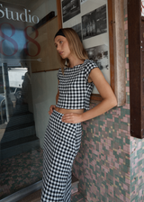 AFENDS Womens Rowan - Seersucker Maxi Skirt - Black / White - Afends womens rowan   seersucker maxi skirt   black / white