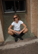AFENDS Womens Rowan - Seersucker Boxer Short - Black / White - Afends womens rowan   seersucker boxer short   black / white