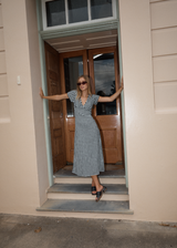 AFENDS Womens Rowan - Seersucker Check Maxi Dress - Black / White - Afends womens rowan   seersucker check maxi dress   black / white