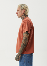 AFENDS Mens Nuts N Bolts - Heavyweight Boxy Tee - Terra - Afends mens nuts n bolts   heavyweight boxy tee   terra