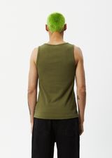 AFENDS Mens Paramount - Rib Singlet - Military - Afends mens paramount   rib singlet   military