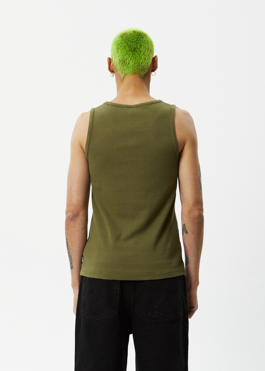 AFENDS Mens Paramount - Rib Singlet - Military