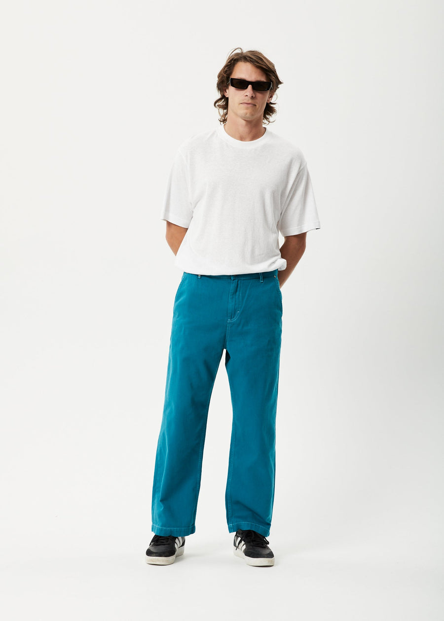 AFENDS Mens Pablo - Baggy Pant - Azure