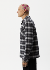 AFENDS Mens Nobody - Flannel Long Sleeve Shirt - Black - Afends mens nobody   flannel long sleeve shirt   black 