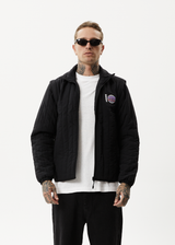 AFENDS Mens Question Everything - Puffer Jacket - Black - Afends mens question everything   puffer jacket   black 