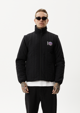 AFENDS Mens Question Everything - Puffer Jacket - Black - Afends mens question everything   puffer jacket   black 