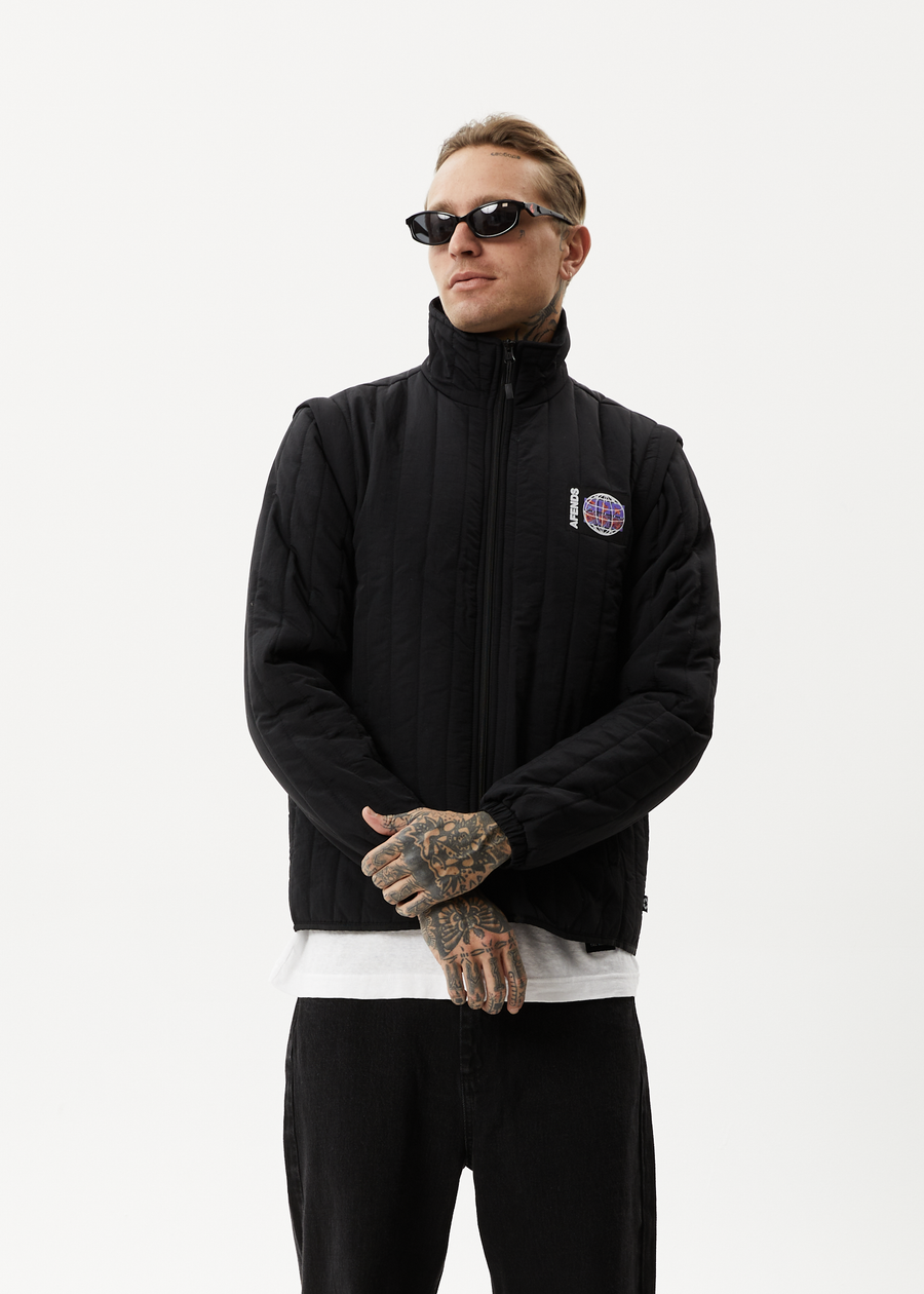 AFENDS Mens Question Everything - Puffer Jacket - Black 